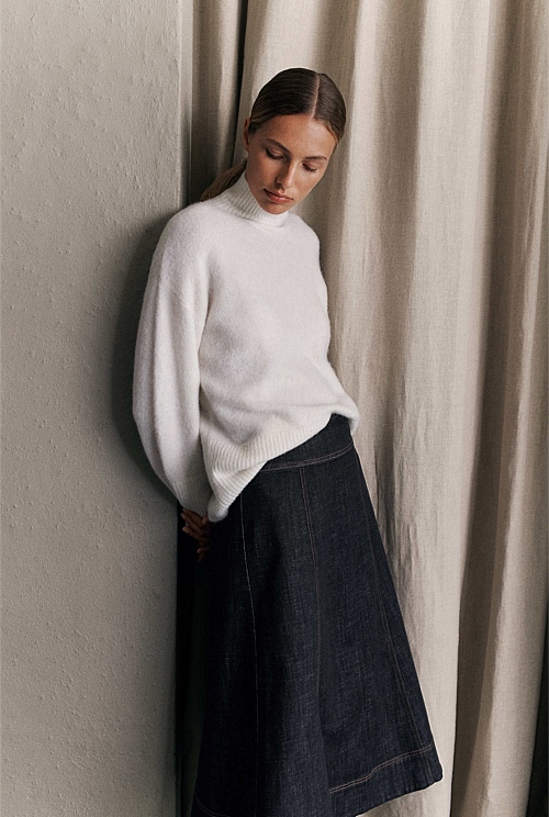 Alpaca Merino Blend Relaxed Mock Neck Alpaca Merino Blend Relaxed Mock Neck