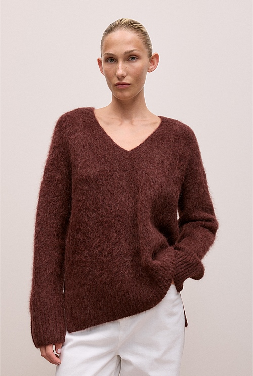 Brushed Alpaca Relaxed V Knit Brushed Alpaca Relaxed V Knit