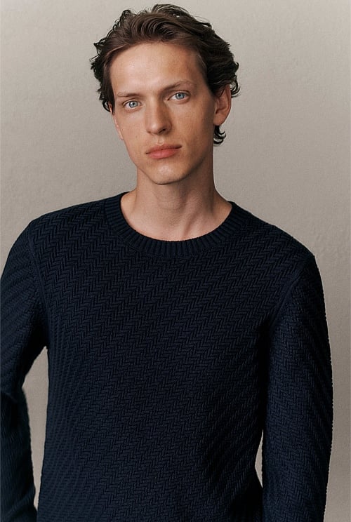 Cotton Blend Textured Crew Cotton Blend Textured Crew