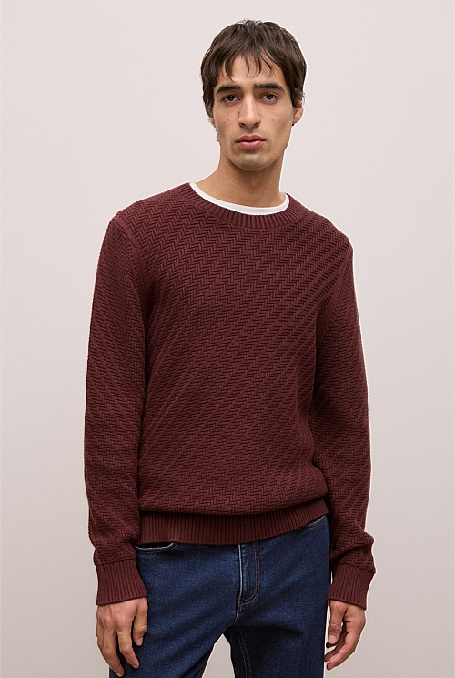Cotton Blend Textured Crew Cotton Blend Textured Crew