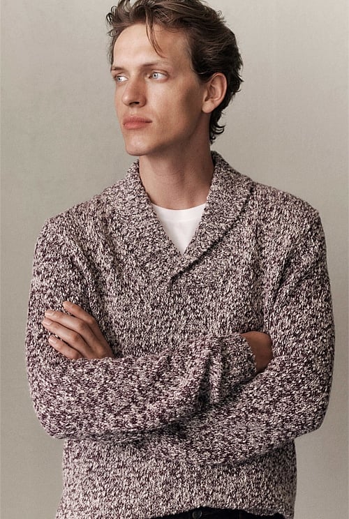 Textured Shawl Collar Knit Textured Shawl Collar Knit