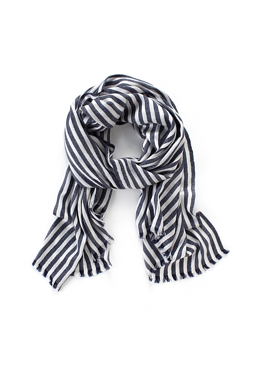 Printed Stripe Wool Scarf