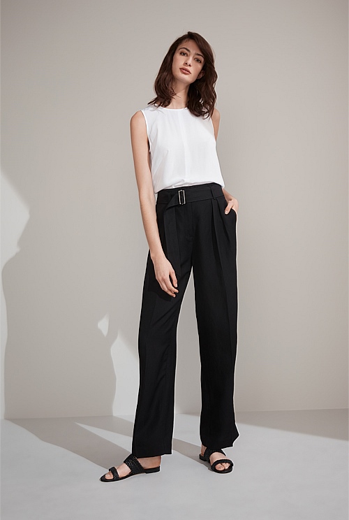Wide Leg Belted Pant | Trenery Edit