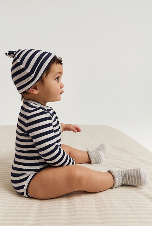 Long Sleeve Stripe Rib Bodysuit