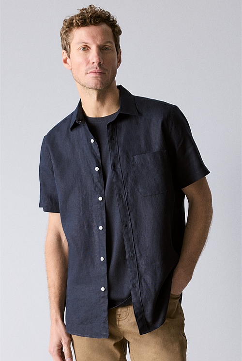 Regular Fit Linen Short Sleeve Shirt Regular Fit Linen Short Sleeve Shirt