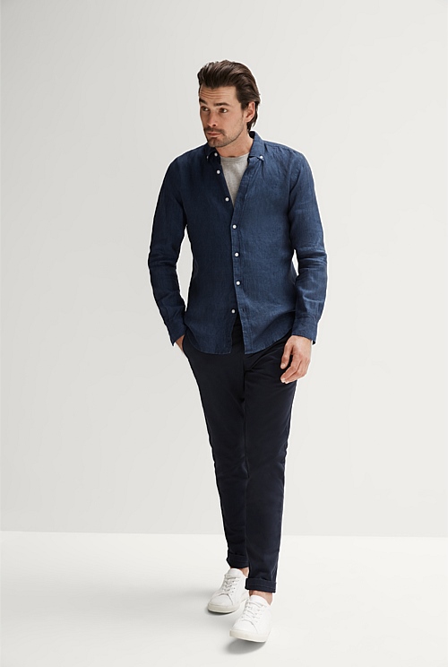 Tailored Fit Delave Linen Long Sleeve Shirt Tailored Fit Delave Linen Long Sleeve Shirt