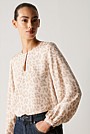 Modal Ocelot Print Blouson Sleeve Blouse