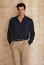 Cotton Modal Blend Long Sleeve Polo