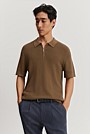 Cotton Silk Textured Knit Polo