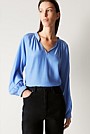 Cupro Blend Blouson Sleeve Blouse