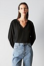 Cupro Blend Blouson Sleeve Blouse