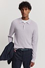 Cotton Silk Textured Long Sleeve Polo