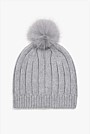 Organically Grown Cotton Blend Pom Pom Rib Beanie