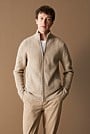 Merino Plaited Rib Zip Through Cardigan