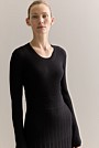 Cotton Cashmere Blend Rib Knit Pullover