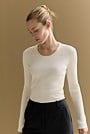 Cotton Cashmere Blend Rib Knit Pullover