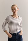 Organically Grown Cotton Stripe 3/4 Sleeve T-shirt