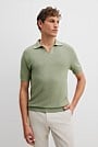 Cotton Silk Open Neck Knit Polo