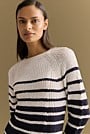 Mercerised Cotton Striped Cable Knit