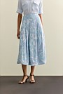 Draped Twill Butterfly Print Pleat Detail Skirt