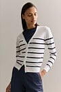 Mercerised Cotton Jersey Stripe Cardigan