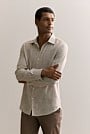 Tailored Fit Basketweave Linen Shirt