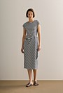 Cotton Stripe Gathered Tie Waist Dress