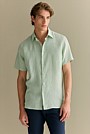 Regular Fit Delave Linen End on End Short Sleeve Shirt