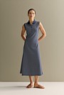 Cotton Pique Stripe Sleeveless Polo Dress