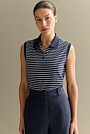 Australian Cotton Stripe Sleeveless Polo Top