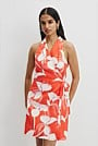 Organically Grown Linen Print Halter Mini Dress