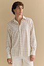 Regular Fit Lyocell Cotton Windowpane Check Shirt