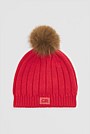 Organically Grown Cotton Blend Pom Pom Rib Beanie