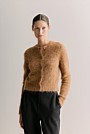 Alpaca Blend Cropped Crew Cardigan