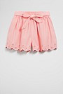 Cotton Denim Broderie Short