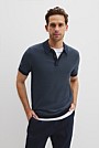 Cotton Blend Silk Textured Knit Polo