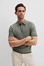 Cotton Blend Silk Textured Knit Polo