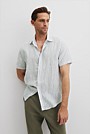 Regular Fit Linen Short Sleeve Stripe Shirt