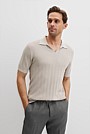 Cotton Silk Stripe Open Neck Polo