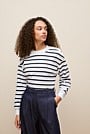 Cotton Terry Stripe Button Detail Sweat