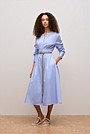 Cotton Sateen Belted Dress