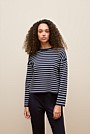 Cotton Crepe Stripe Knit Crew