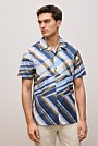 Cotton Abstract Stripe Short Sleeve Shirt