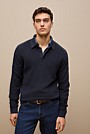 Textured Long Sleeve Knit Polo