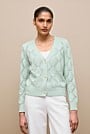 Diamond Pointelle V Neck Cardigan