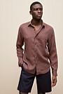 Regular Fit Fine Stripe Linen Long Sleeve Shirt