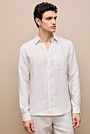 Regular Fit Fine Stripe Linen Long Sleeve Shirt