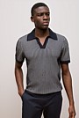 Texture Knit Collared Short Sleeve Polo