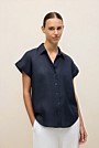 Linen Cap Sleeve Shirt