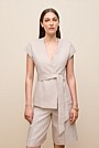 Yarn Dyed Linen Cap Sleeve Vest